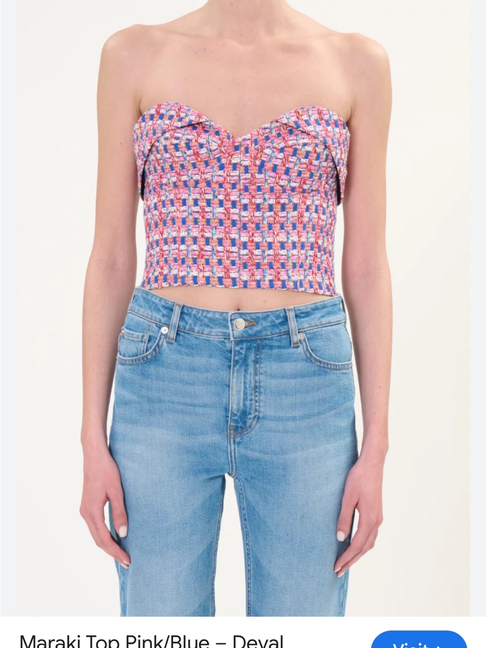 IRO Pink Multicolor Tweed Strapless Bustier